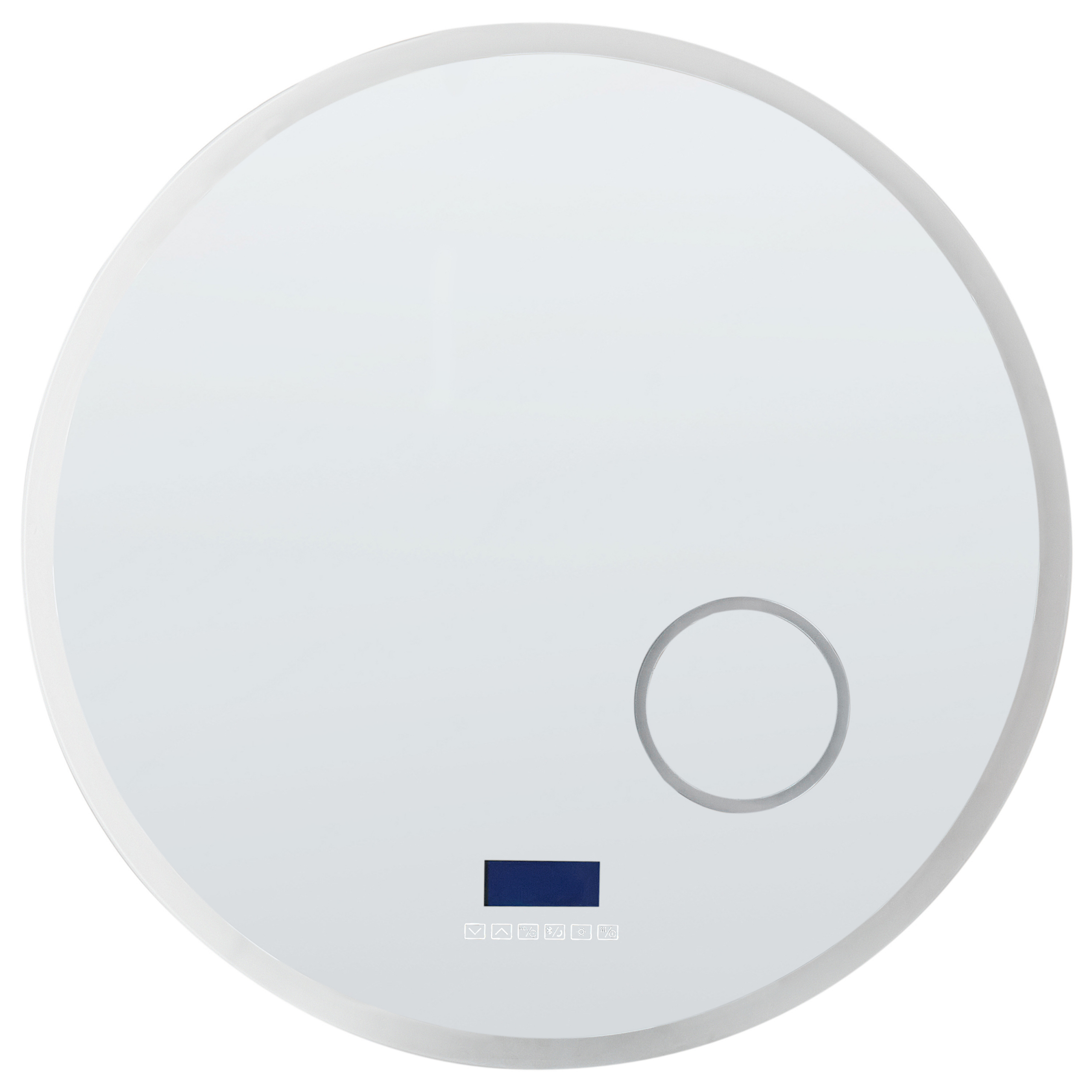 Kylpyhuoneen LED-peili FIXIN 80 cm 80 cm Bluetooth-kaiuttimella Hopea