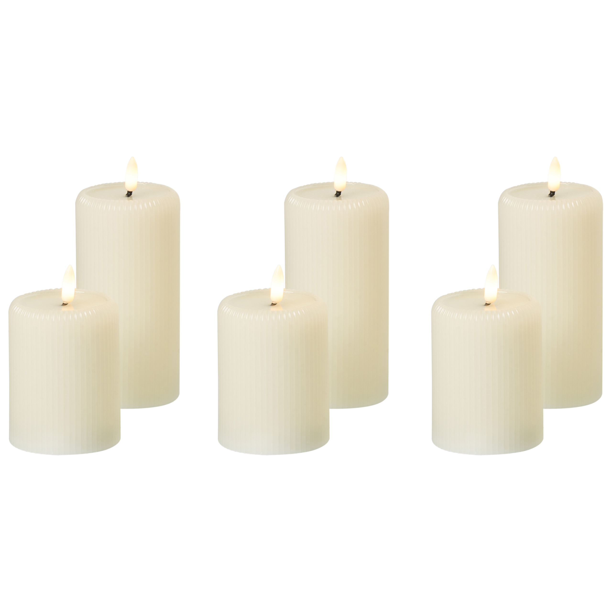 LED-kynttiläsetti 6 kpl NOISETTE 10/16 cm Luonnonvalkoinen