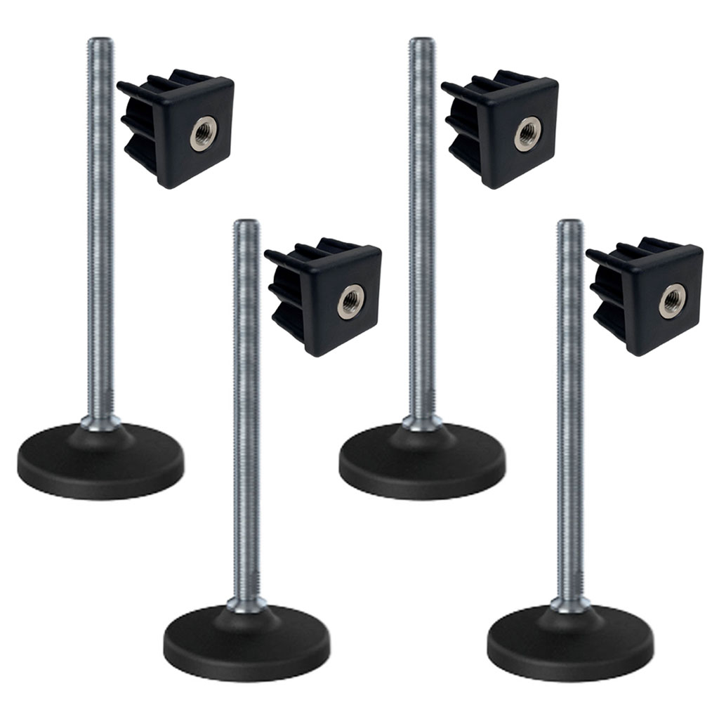 Ruostumattomat tasoitusjalat 16x230 muovijalka + insertit 40x40x16 1.5mm - 4 kpl