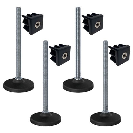 Ruostumattomat tasoitusjalat 16x230 muovijalka + insertit 40x40x16 1.5mm - 4 kpl