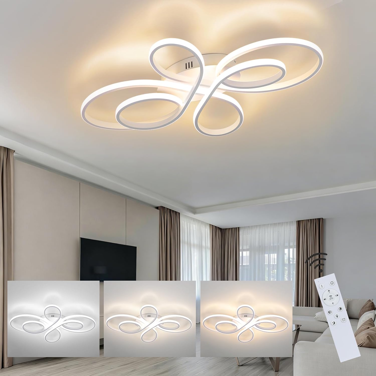 NETTLIFE himmennettävä, LED - kattovalaisin, 80 cm Valkoinen 78W, olohuone, moderni