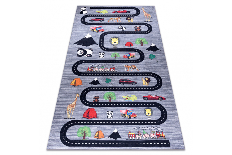 BAMBINO 2092 Kadut, autoja enhjørning lapsille liukumaton - antrasiitti 80x150 cm