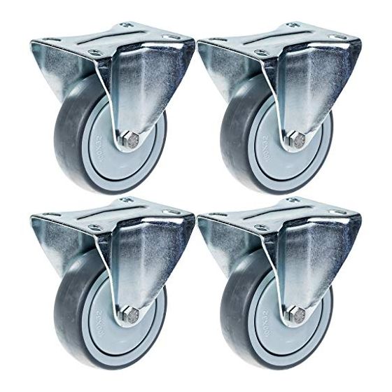 100mm 4" pyörä harmaa kumirengas kiinteä vahva 440kg kapasiteetti, 4 kpl:n sarja.