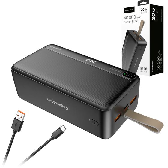 Varavirtalähde 40000mAh 20W QC PD USB-C KrugerMatz