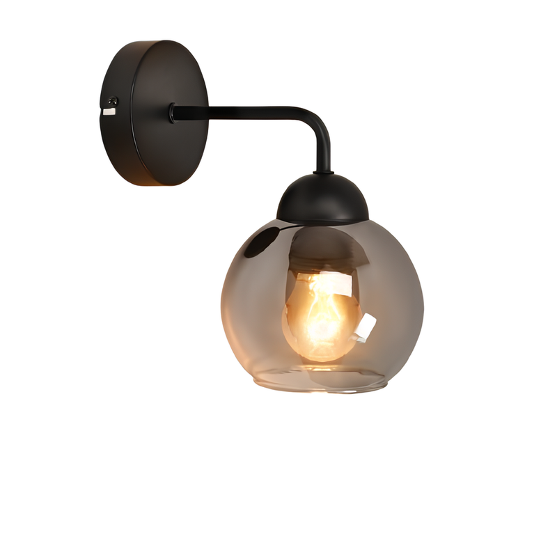 NETTLIFE Vintage-sisäseinävalaisin E27: Retro-seinävalaisin makuuhuoneeseen, musta lasi