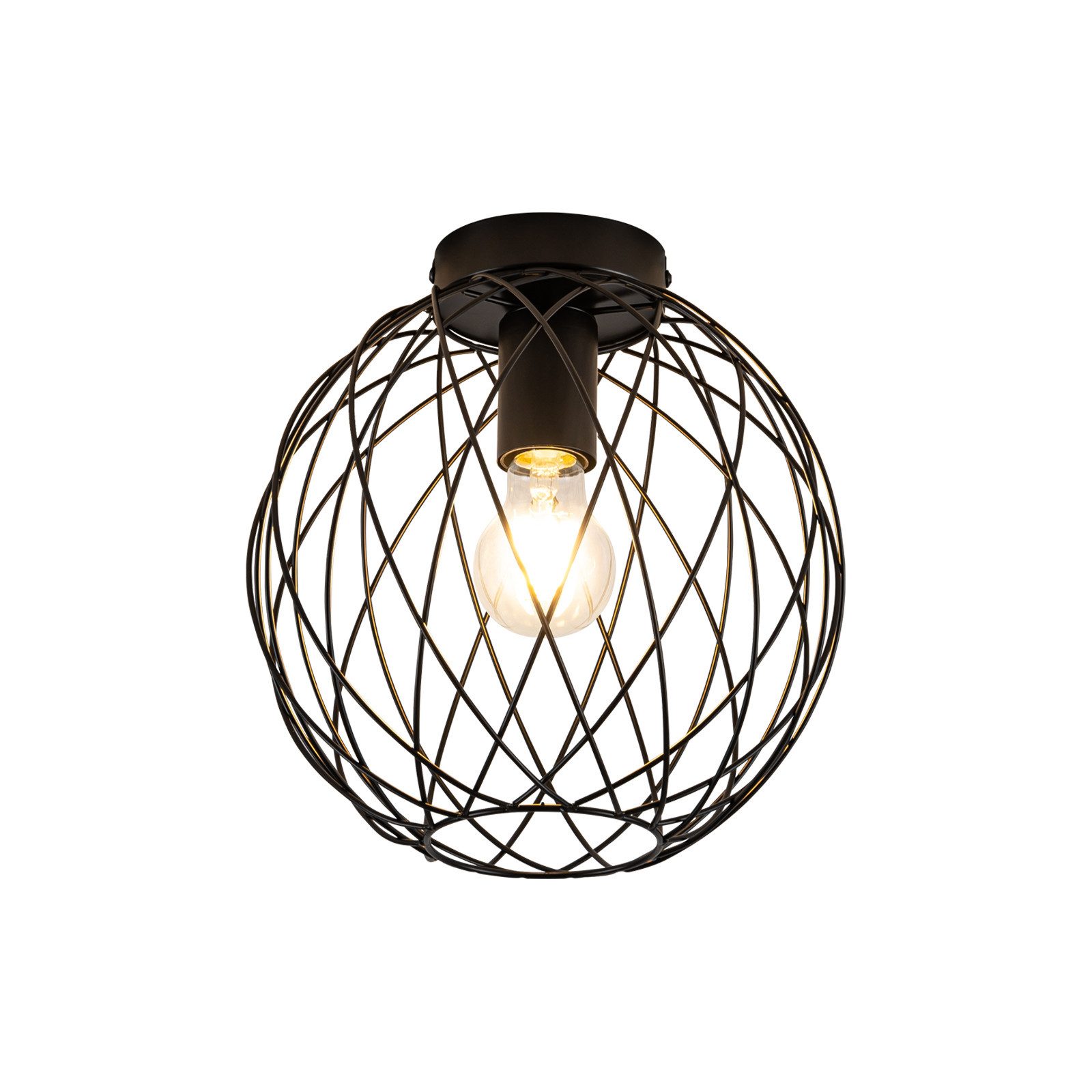 NETTLIFE - kattovalaisin, vintage - tyylinen musta, teollinen, kattovalaisin, käytävävalaisin, E27, 1 lamppu, retro, metallihäkki