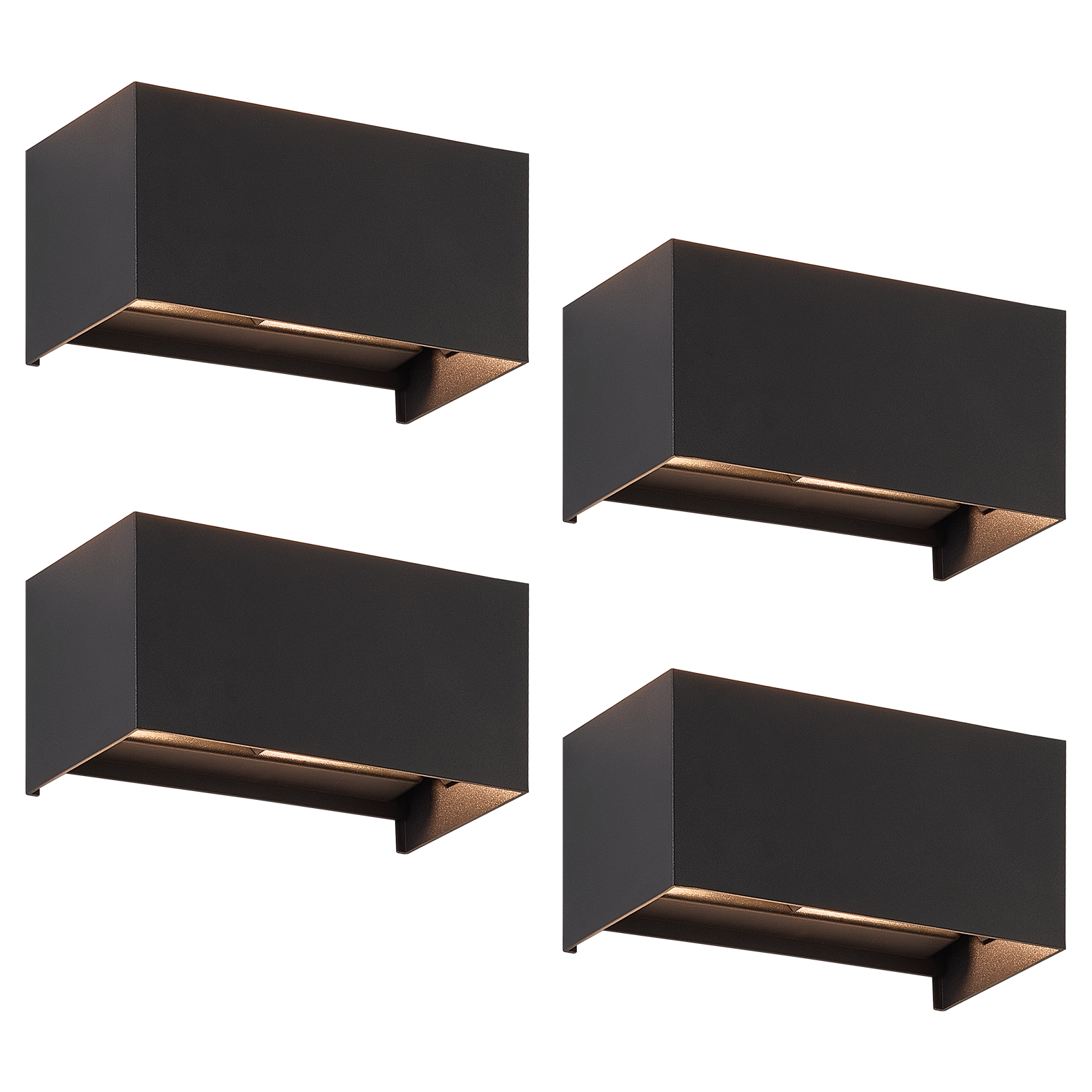 NETTLIFE 4 mustaa LED - ulkoseinävalaisinta, ylös/alaspäin suuntautuva valaistus, IP65, lämmin valkoinen valo G9