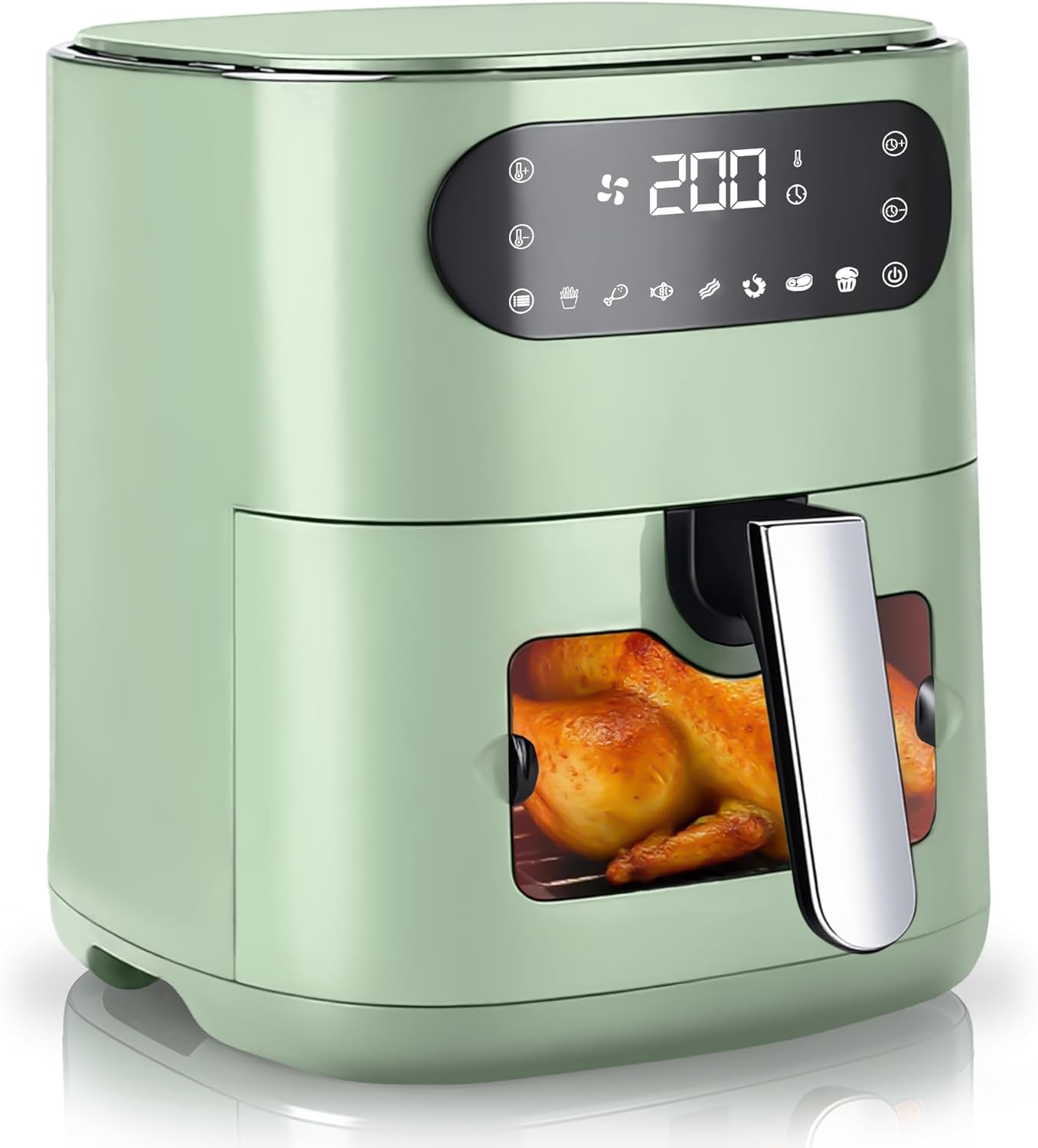 NETTLIFE 6L ilmakeitin, yksi kori, ikkuna, 7 kypsennysohjelmaa, hiljainen (vihreä)