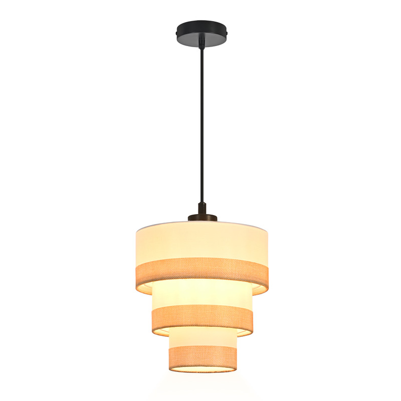 NETTLIFE Ripustusvalaisin vintage 1 lamppu kangas, E27, rustiikki, korkeus säädettävä (ei lamppuja)