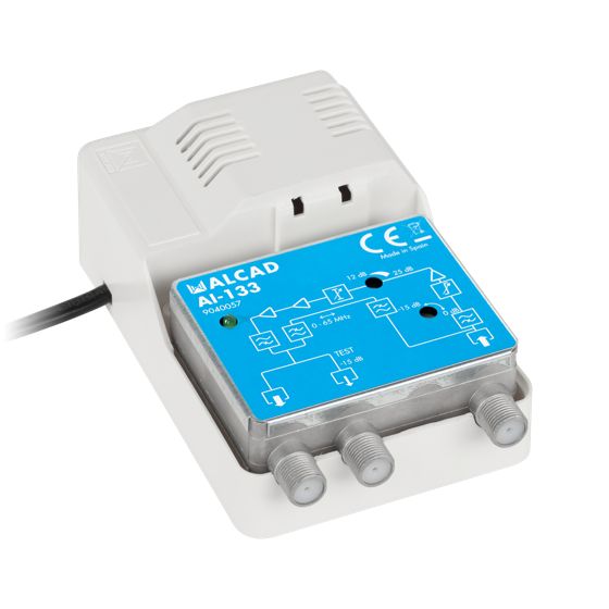 CATV RP 65 MHz IP20 sisäantennivahvistin Alcad AI-133
