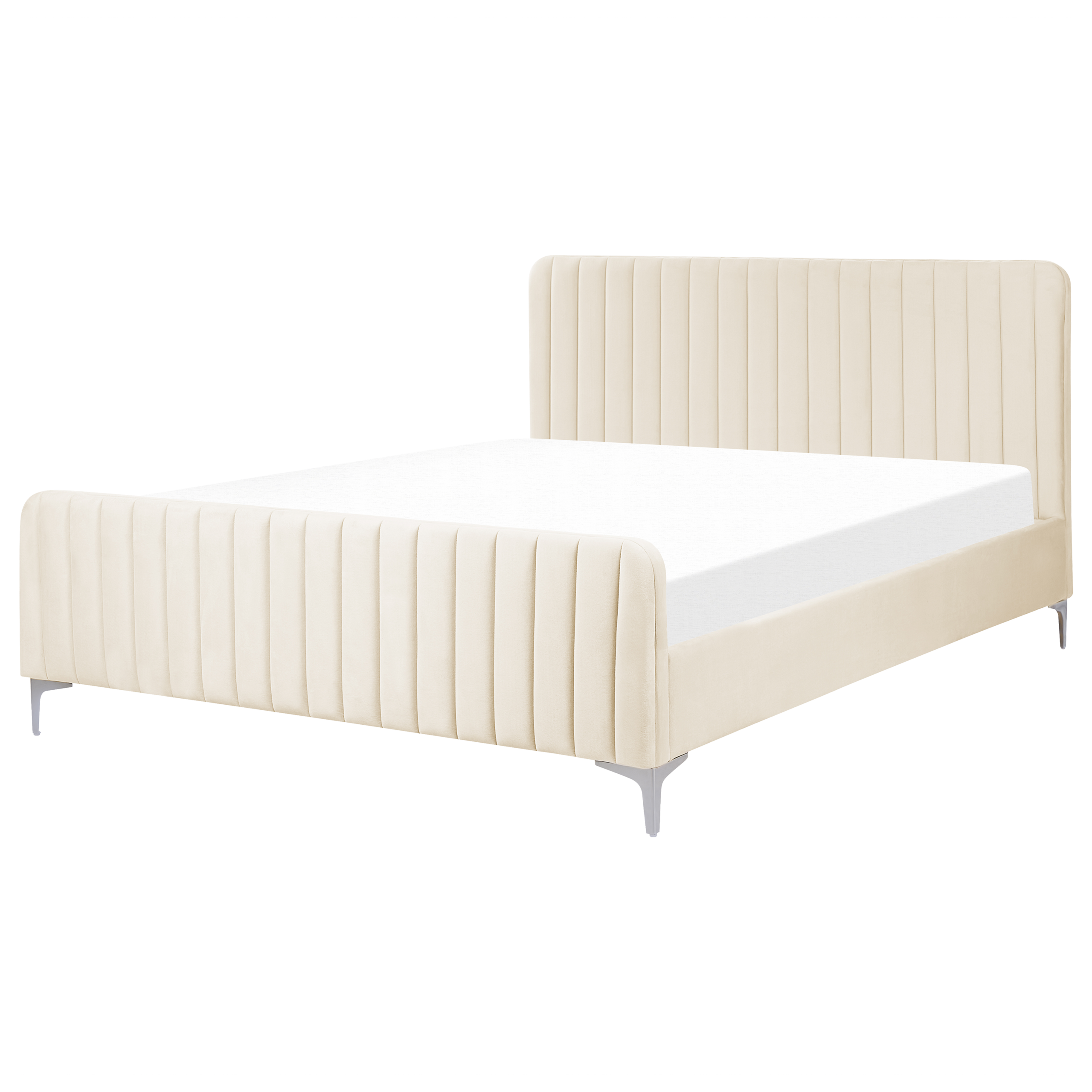 Sänky Sametti LUNAN 160 x 200 cm Vaaleanbeige