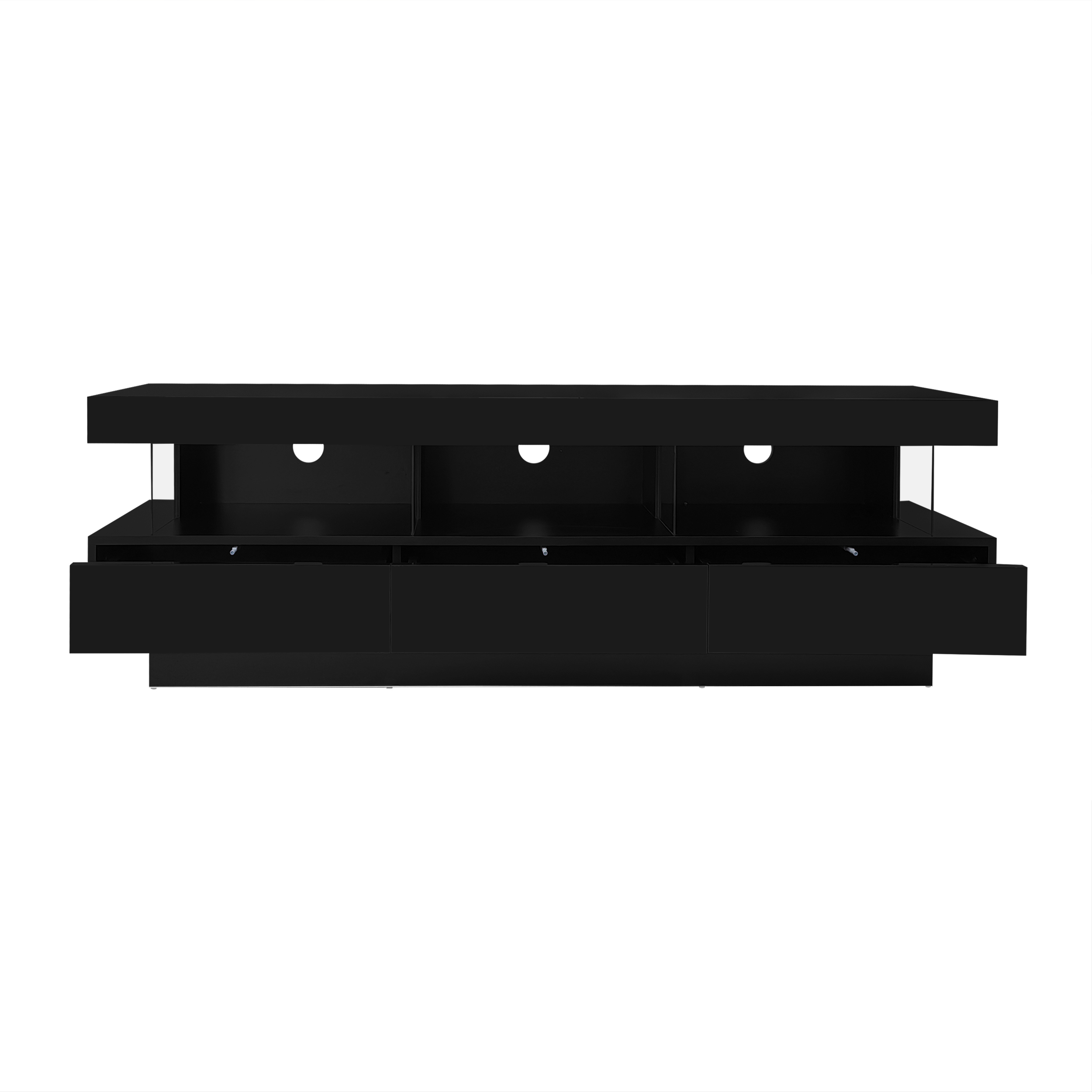 TV-taso 160x38x50,5 cm musta kiiltävä lastulevy säilytyksellä ja LED-valaistuksella