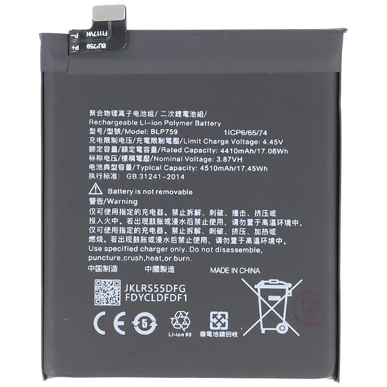 Batteri BLP759 3, 87V 4510mAh Li-Polymer OnePlus 8 Pro:lle