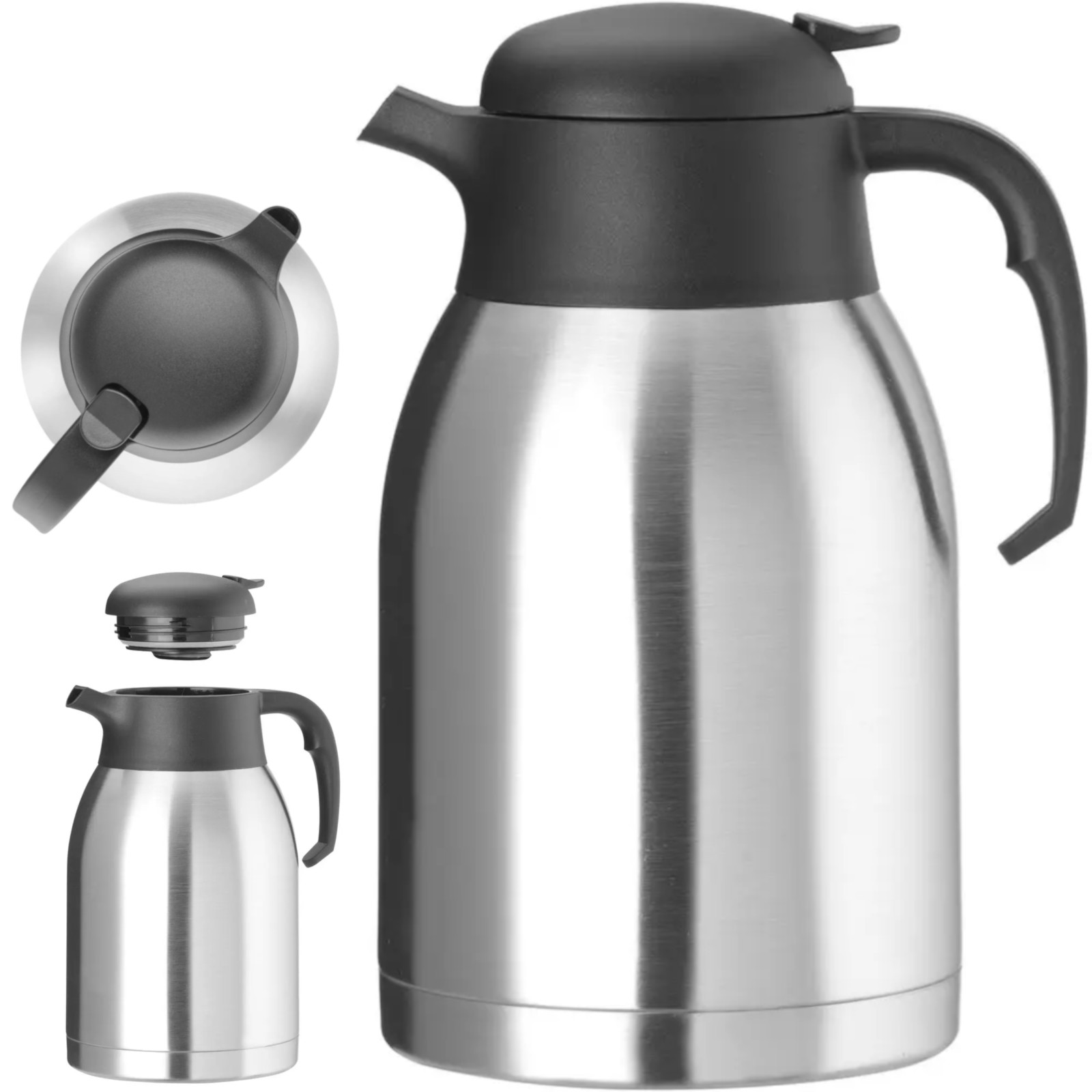 Termoskannu kahvinkeittimelle, terästä, 2 l