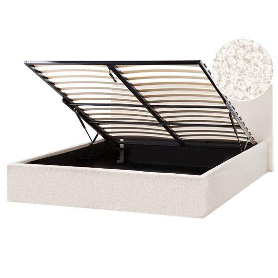 Sänky säilytystilalla buklee ORBEY 160 x 200 cm Luonnonvalkoinen