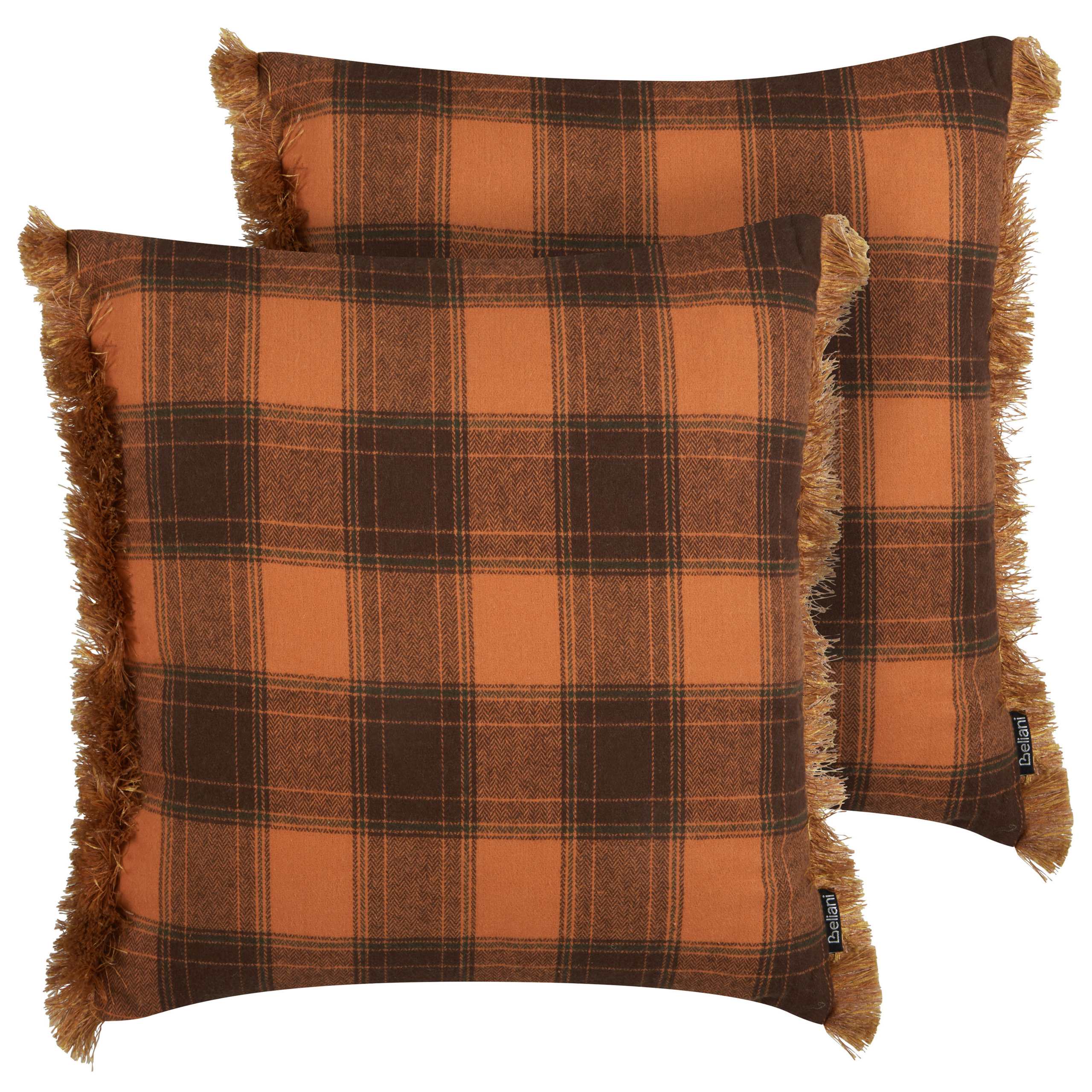 Koristetyynysetti 2 kpl BARJA 45 x 45 cm Oranssi Ruutukuvio