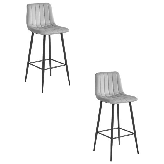 POZZA baarijakkara, hopeanharmaa sametti, mustat jalat 2 kpl