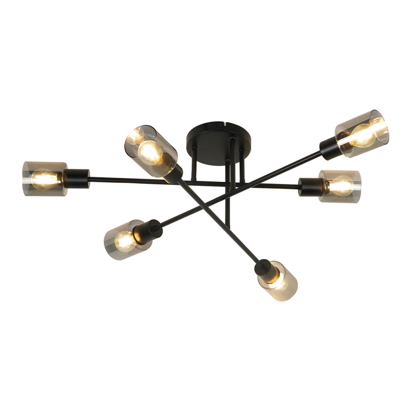 NETTLIFE - kattovalaisin spotti 6 liekkiä musta teollinen E14- kattovalaisin olohuoneeseen