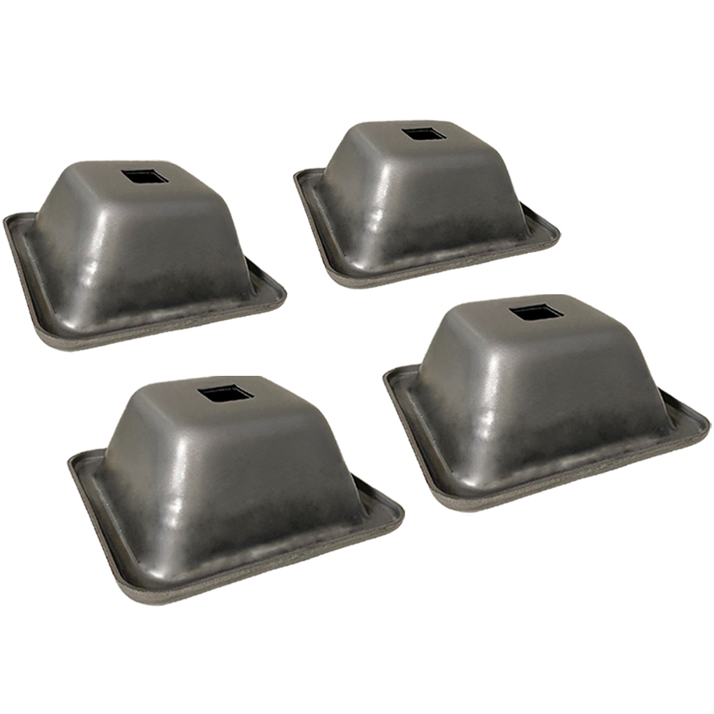 Lava-jalat, pehmeää terästä, 127 mm x 127 mm x 54 mm (korkeus), kantavuus 2190 kg/jalka (4 kpl:n sarja)