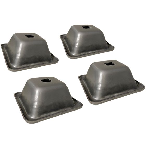 Lava-jalat, pehmeää terästä, 127 mm x 127 mm x 54 mm (korkeus), kantavuus 2190 kg/jalka (4 kpl:n sarja)