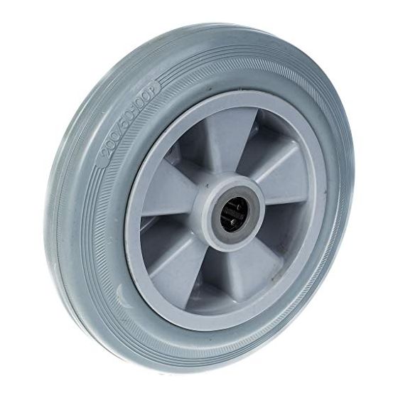 200 mm:n pyörä, jossa harmaa kumi polypropeenikeskiöllä.