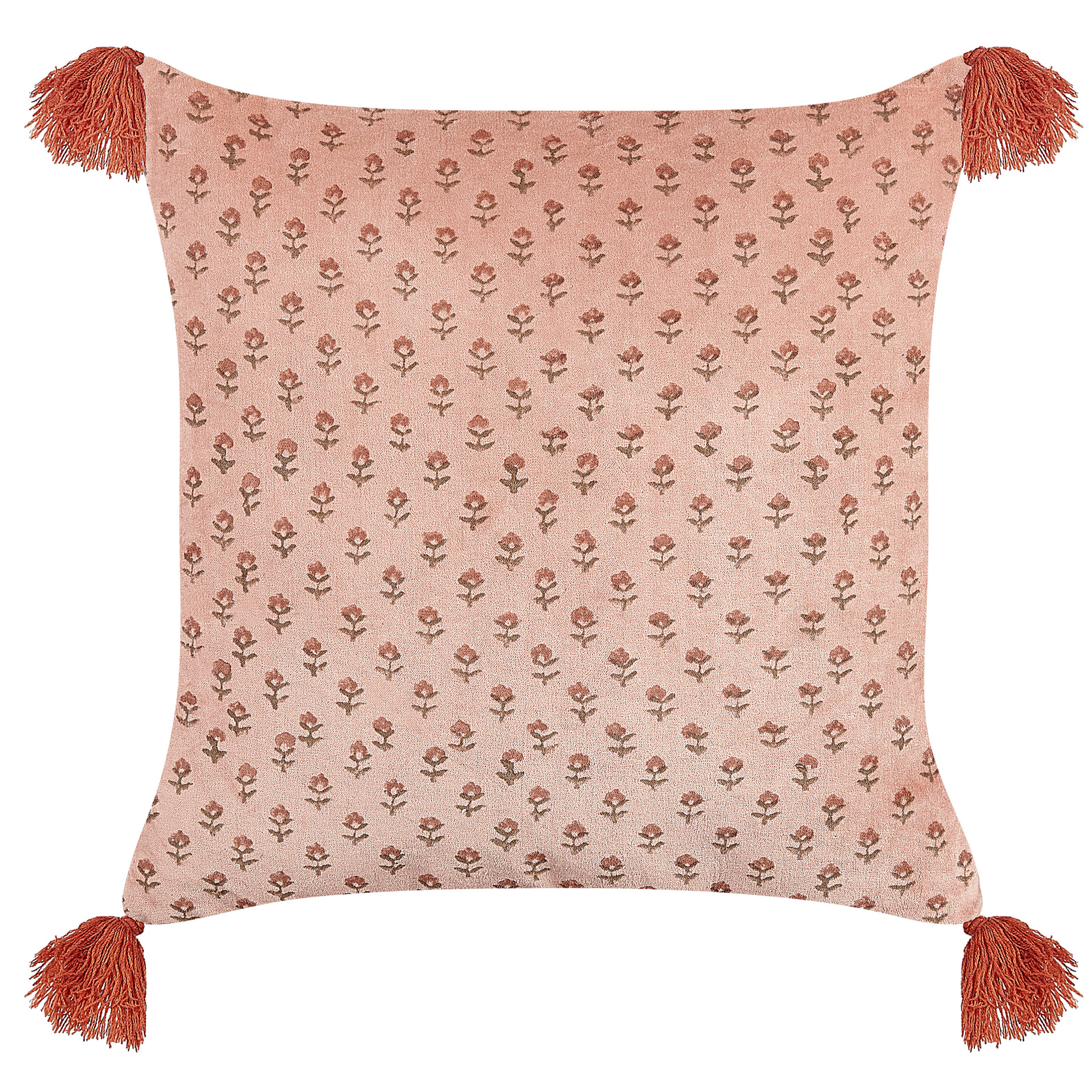 Koristetyyny RUMHORA 45 x 45 cm Sametti Vaaleanpunainen Kukkakuvio