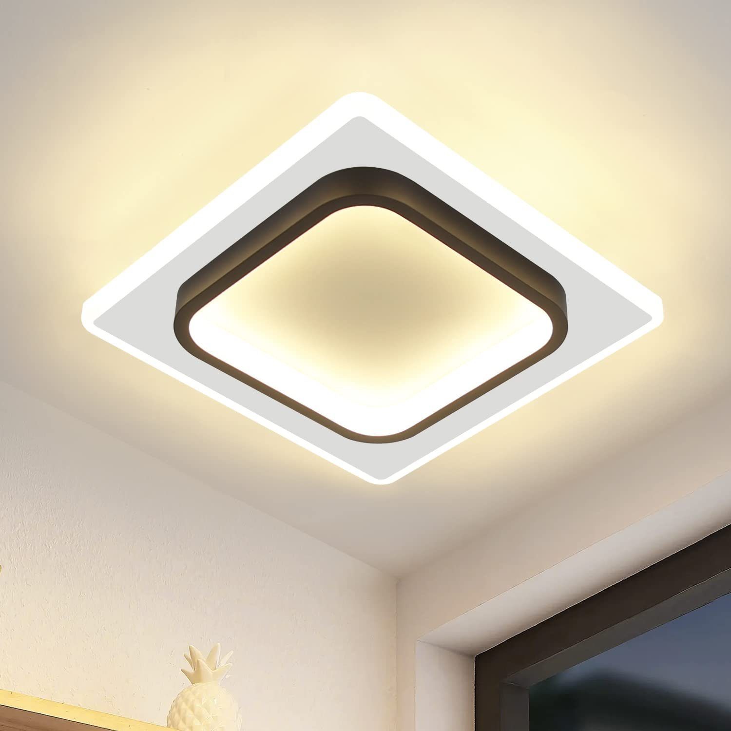 ZMH Moderni mustavalkoinen LED-kattovalaisin, akryylidesign, olohuoneen lamppu