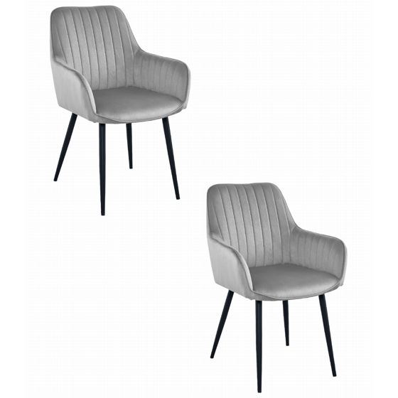 SOLDEN-tuoli, hopeanharmaa sametti, mustat jalat (2 kpl)