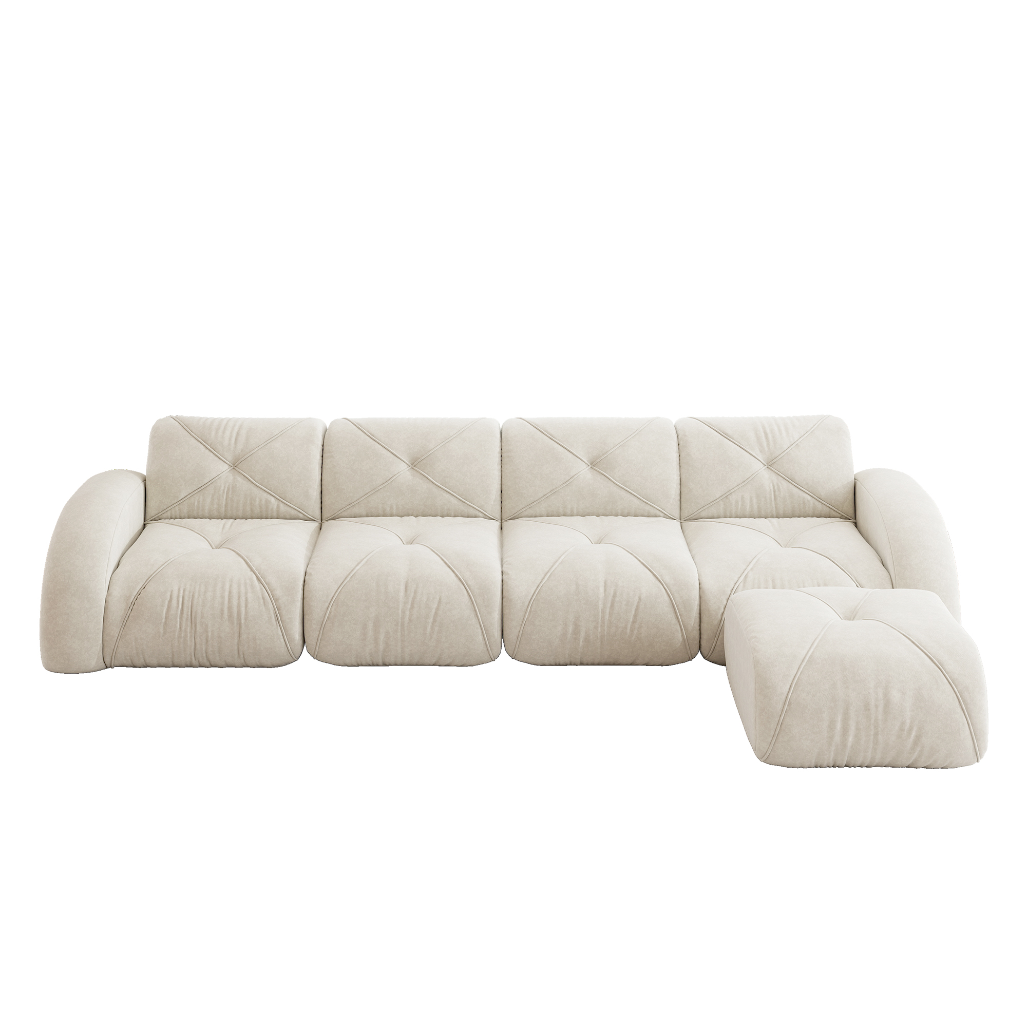 moduulisohva 4-paikkainen light beige chenille skandinaavinen säilytystilalla varustettu