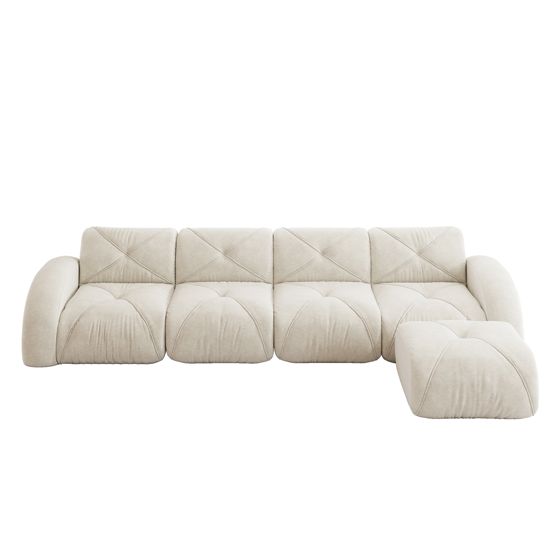 moduulisohva 4-paikkainen light beige chenille skandinaavinen säilytystilalla varustettu