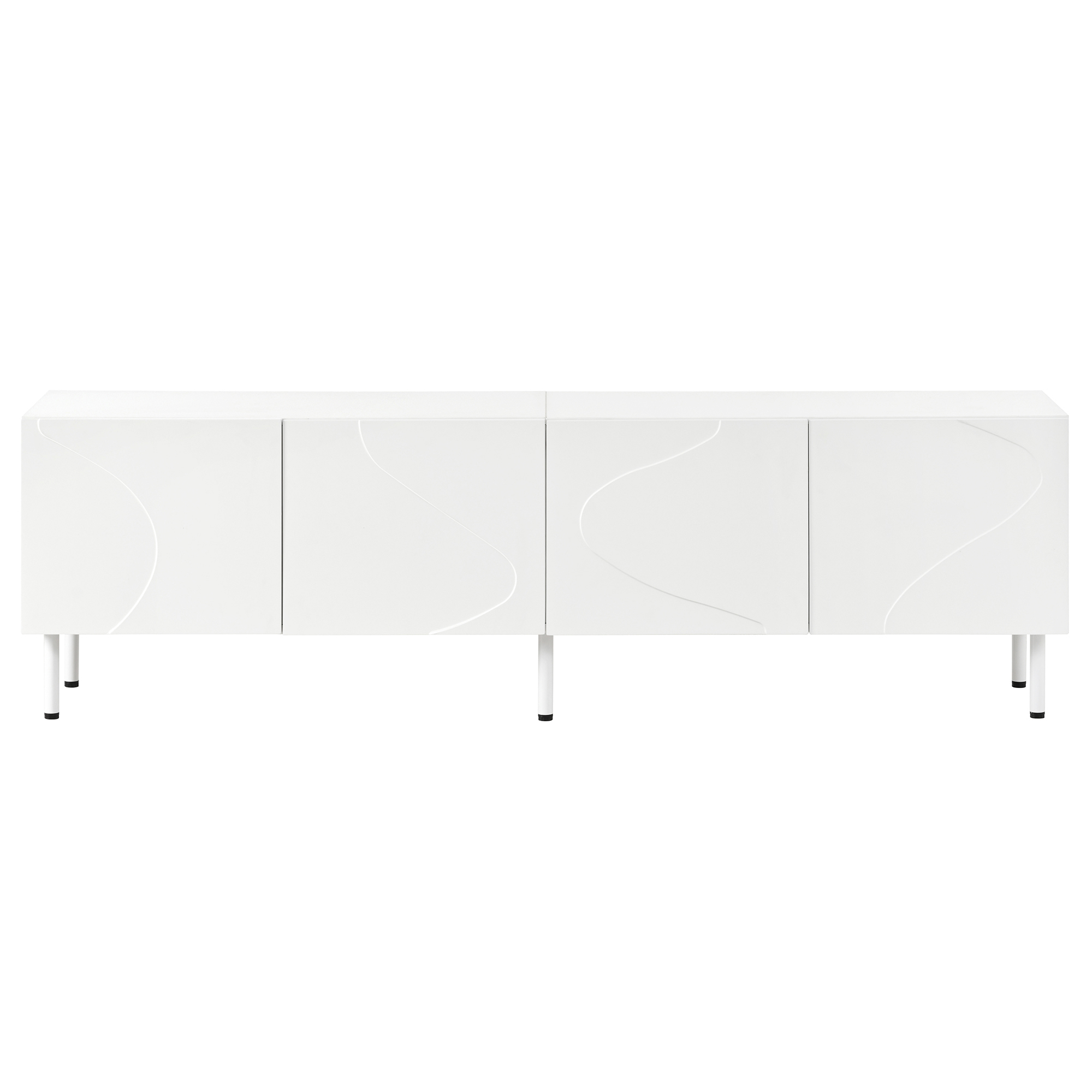 TV-taso 170x35x50 cm valkoinen MDF lastulevy säilytyksellä liukuovilla ja johtoaukoilla