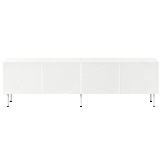 TV-taso 170x35x50 cm valkoinen MDF lastulevy säilytyksellä liukuovilla ja johtoaukoilla