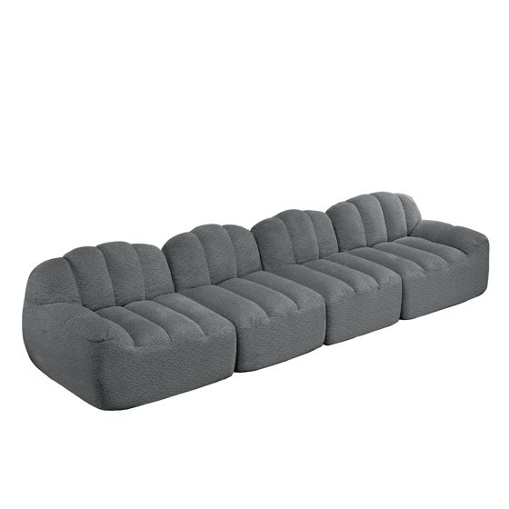 moduulisohva 4-paikkainen harmaa granulaarinen villapellava moderni pehmeä säädettävä