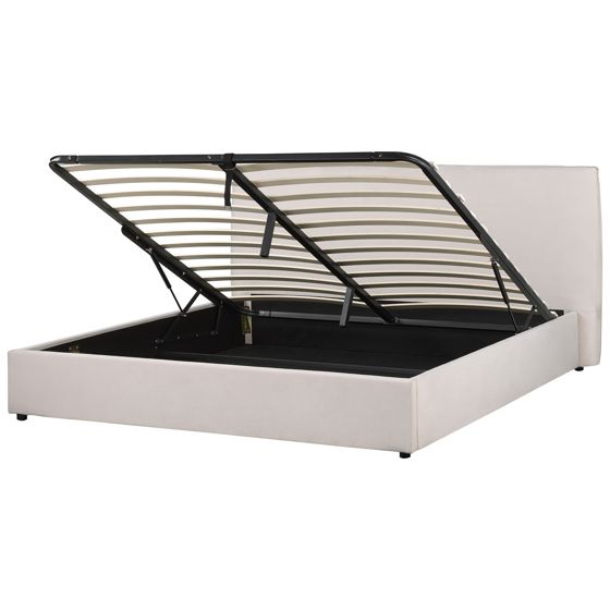 Sänky säilytystilalla sametti LAVAUR 180 x 200 cm Luonnonvalkoinen