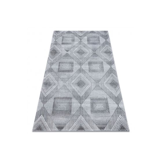 Matto Rakenteellinen SIERRA G5011 Litteä kudottu, harmaa / musta - geometrinen, rombit 120x170 cm