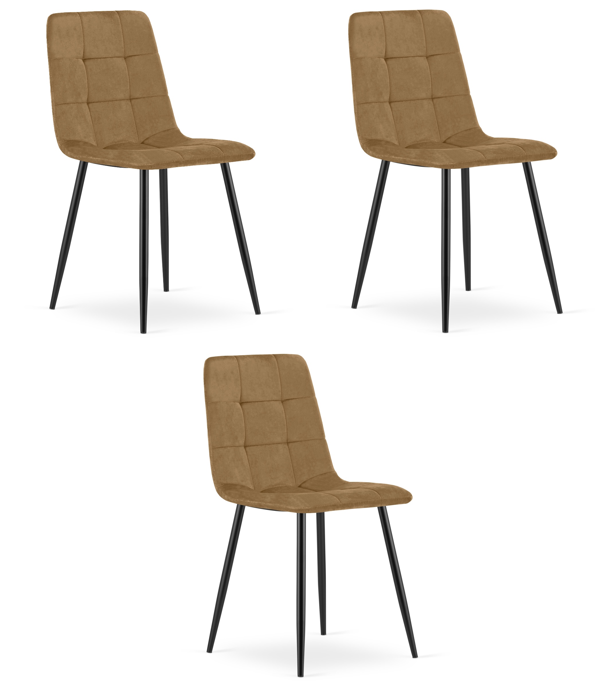 KARA-tuoli, ruskea sametti, mustat jalat (3 kpl)