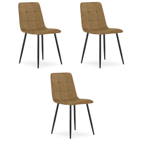 KARA-tuoli, ruskea sametti, mustat jalat (3 kpl)