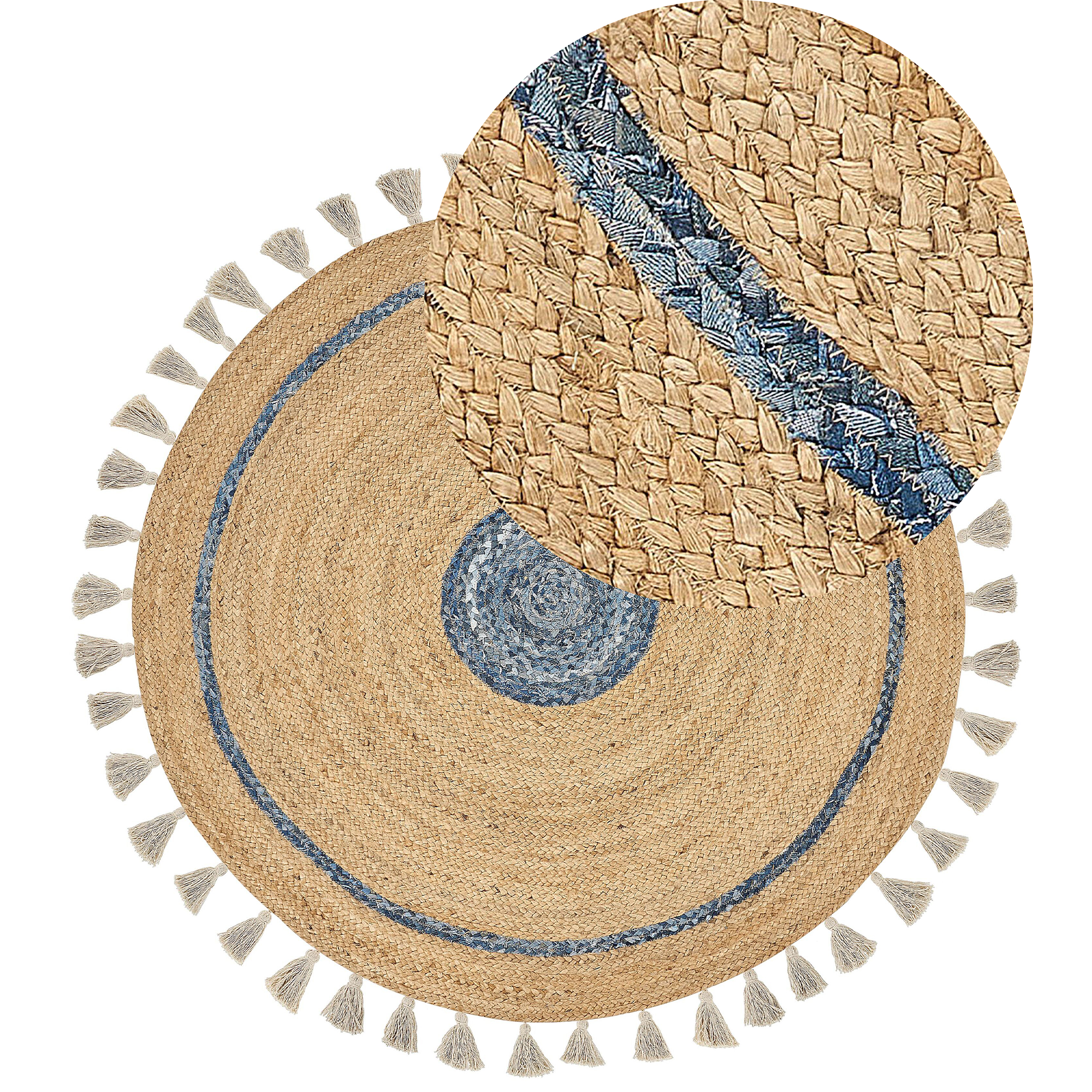 Matto OBAKOY Sininen ø 140 cm juutti