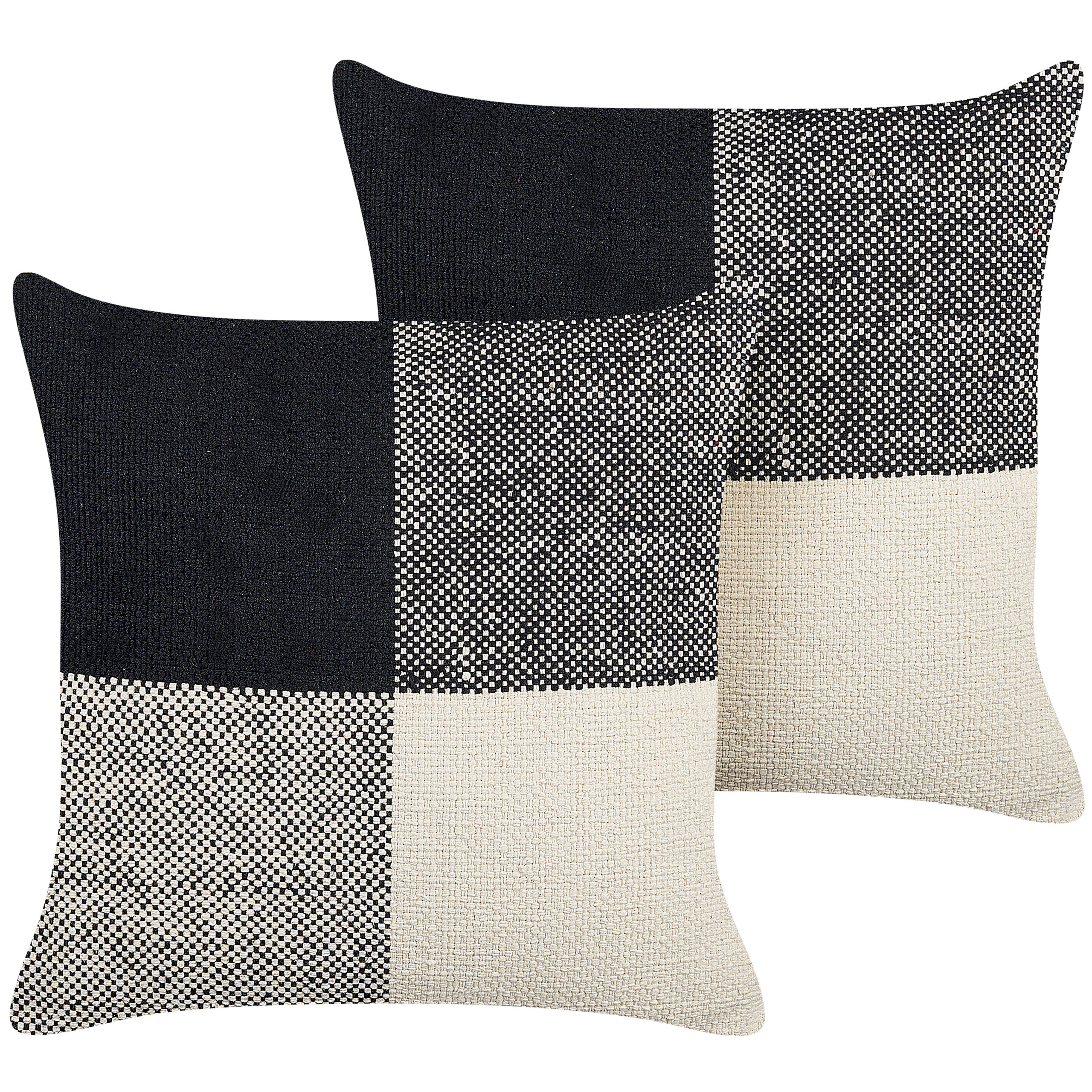 Koristetyynysetti 2 kpl LAELIA puuvilla 45 x 45 cm Musta Tilkkutäkki