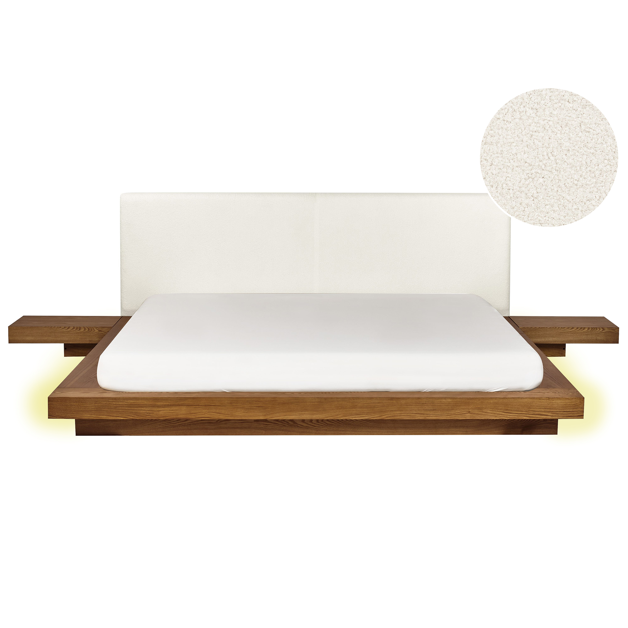 Sänky LED-valolla Buklee ZEN 180 x 200 cm LED-valo Luonnollinen saarniviilu