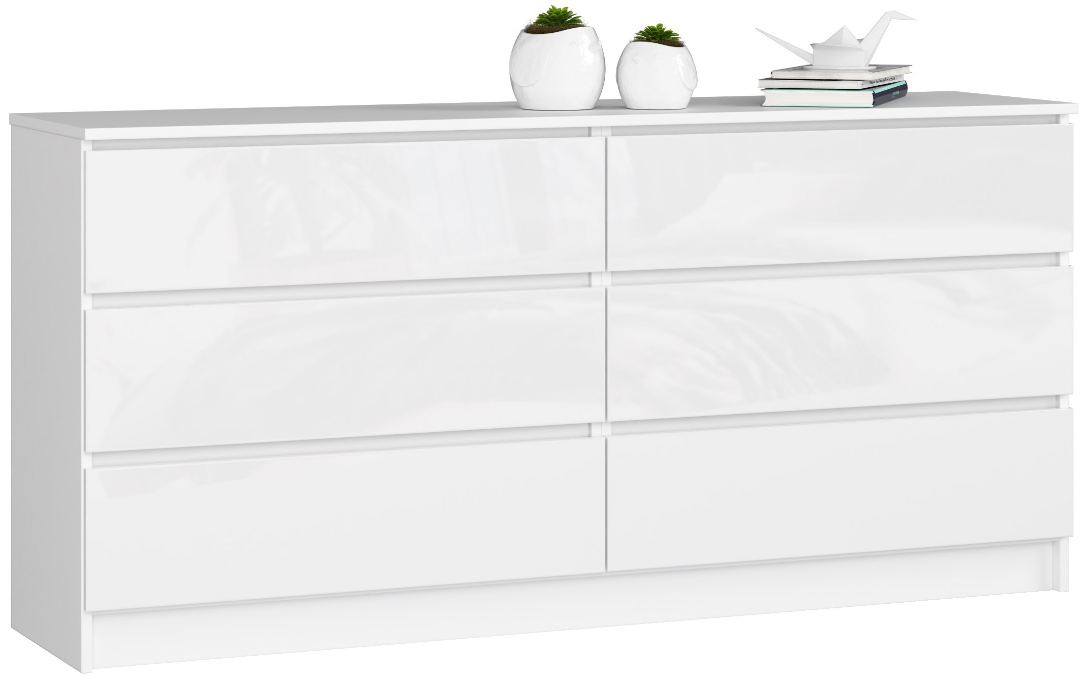 Akord Senkki 6 Laatikkoa Valkoinen Korkeakiilto 160x40x77