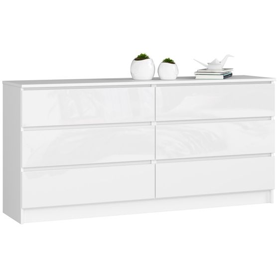 Akord Senkki 6 Laatikkoa Valkoinen Korkeakiilto 160x40x77