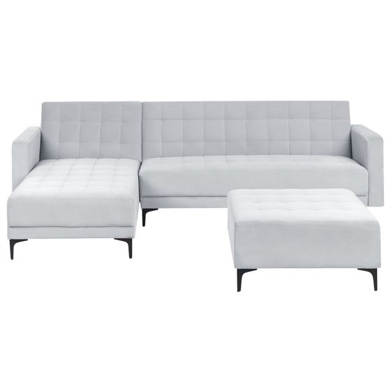 Moduulikulmavuodesohva ABERDEEN sametti Vaaleanharmaa 4-istuttava Oikea