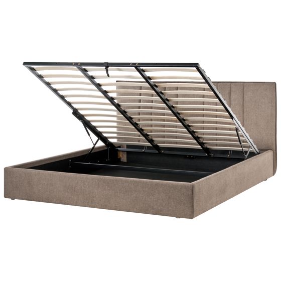 Sänky säilytystilalla kangas TARASCON 180 x 200 cm Ruskeanharmaa