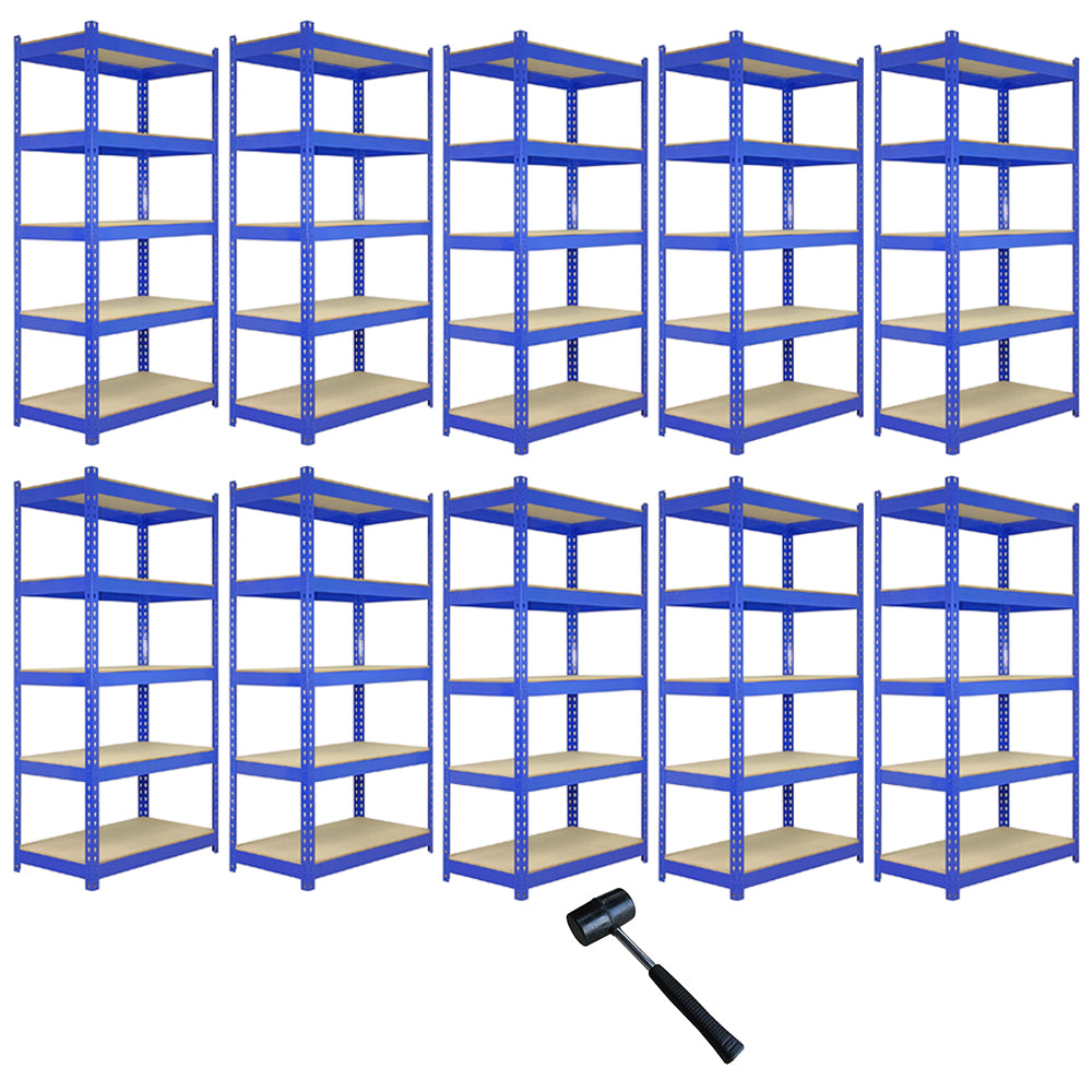 10 x Q-Rax siniset metallihyllyt 120 x 50 x 180 cm