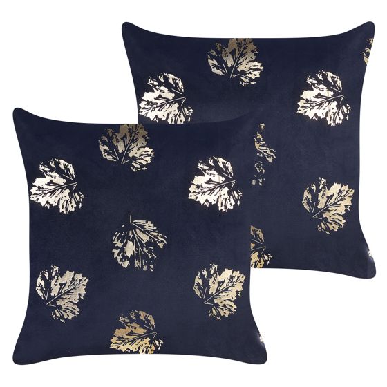 Koristetyynysetti 2 kpl GOLDENROD sametti 45 x 45 cm Musta Kasvikuvio