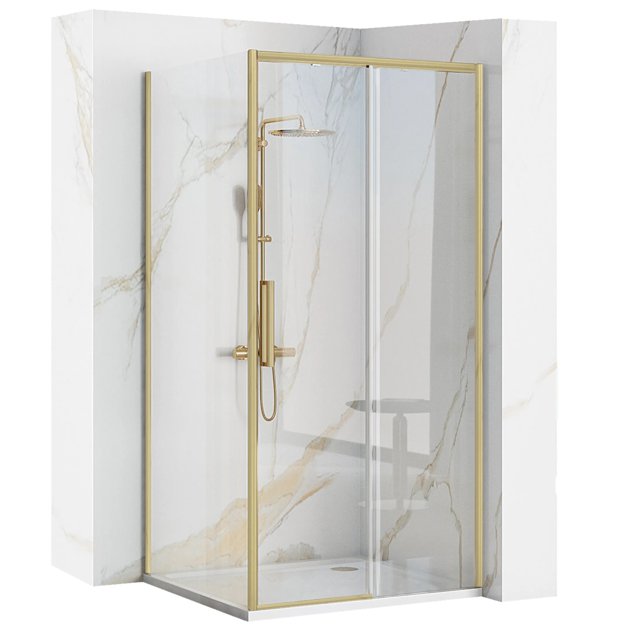 REA Kulmasuihkukaappi RAPID SLIDE 120x90 harjattu kulta, 120X90X195CM