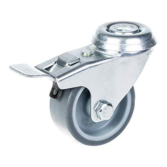 50mm 2" pyörä harmaalla kumirenkaalla, kääntyvä jarrulla, 40kg kantavuus.