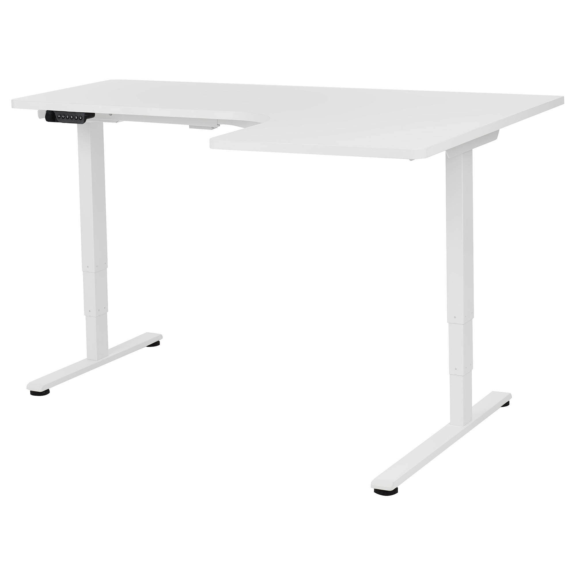 Sähkösäädettävä oikea kulmatyöpöytä DESTINES Valkoinen 160 cm 109 cm Oikea