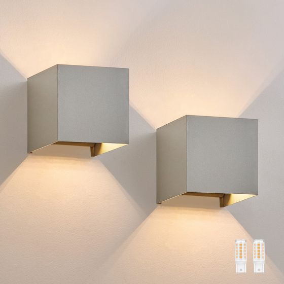 NETTLIFE 2 LED - ulkoseinävalaisimen setti, lämmin valkoinen IP65, antrasiitti, kotiin, porraskäytävään